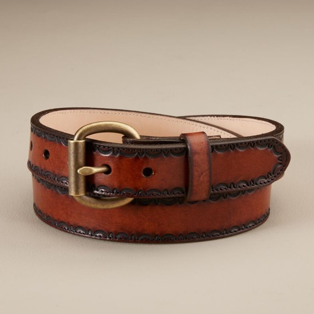 Duluth Trading Company Men’s Western Embossed Edging Leather Belt 70291 Size 40